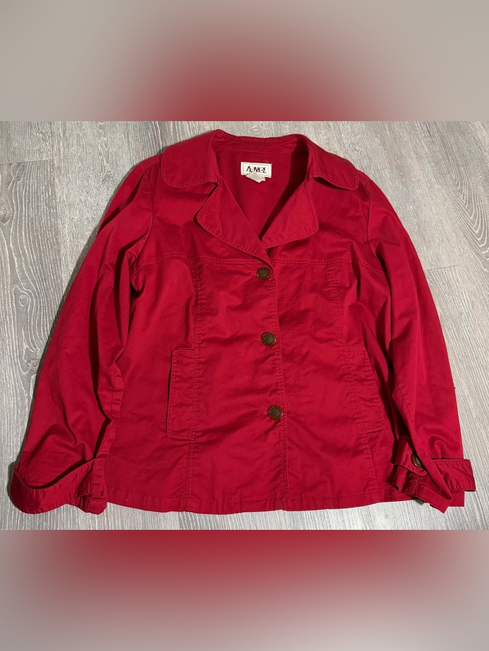 AMX Women's Crimson Red Utility Jacket with Notch Collar